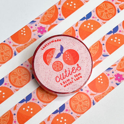 Washi tape with a colorful design featuring oranges 