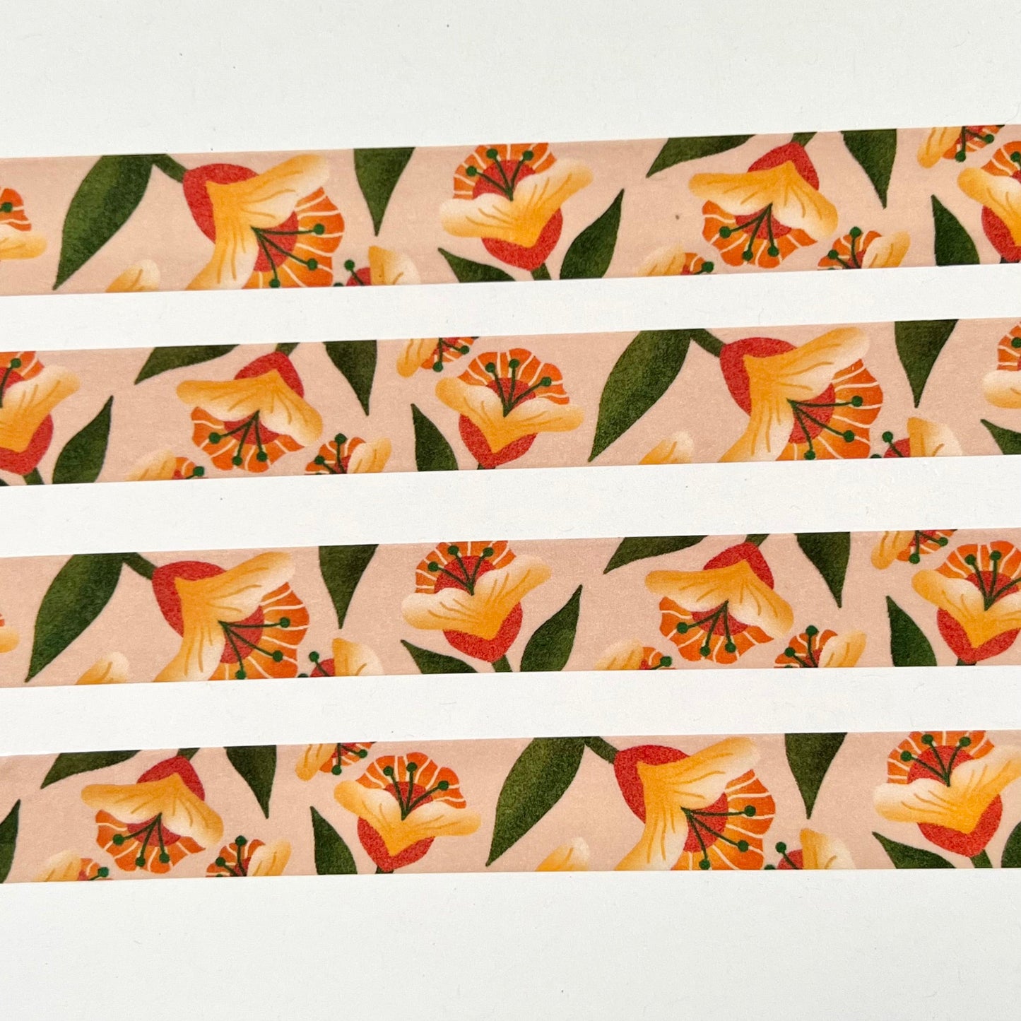 Floral patterned ribbon on a white background