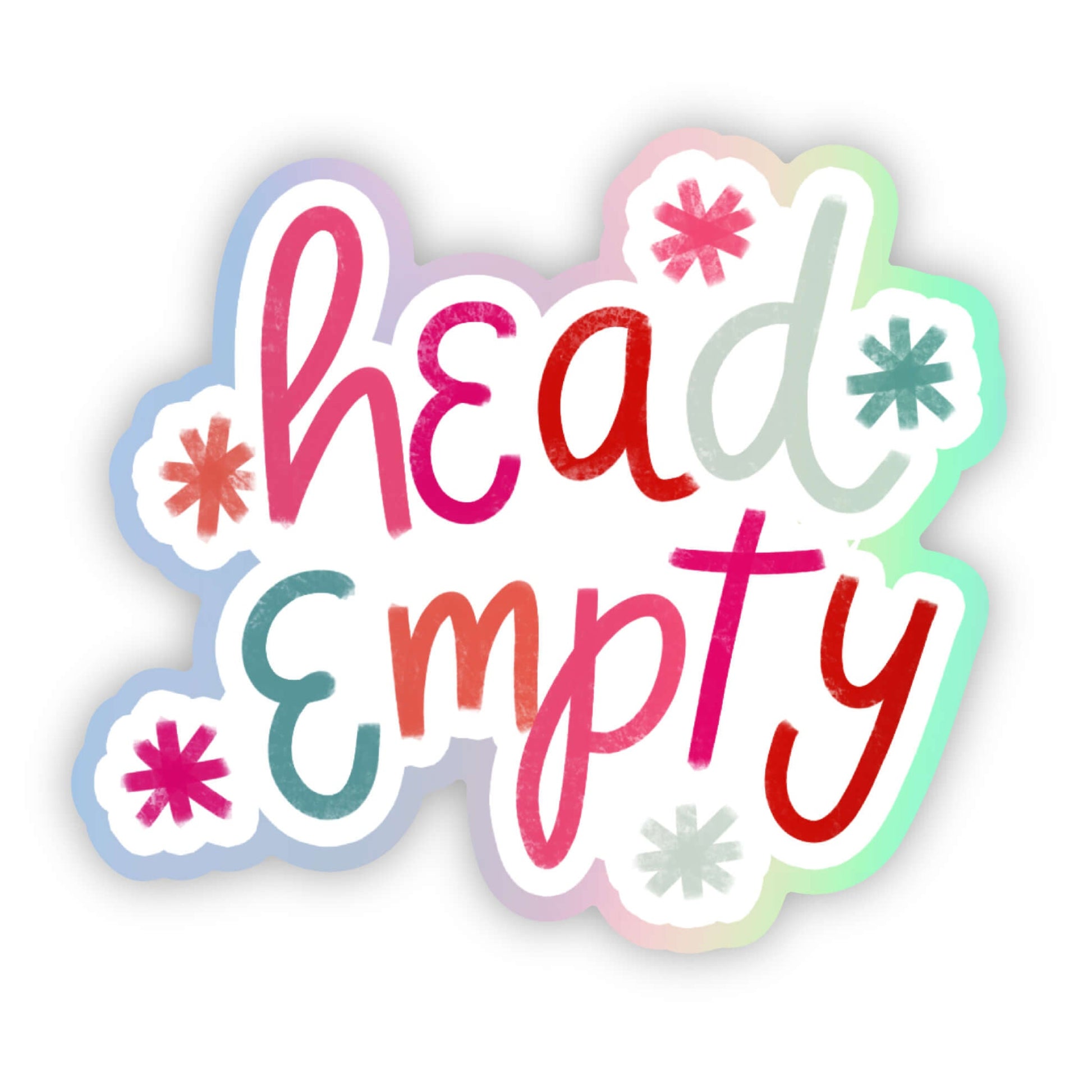 Colorful text 'head empty' with decorative elements on a white background