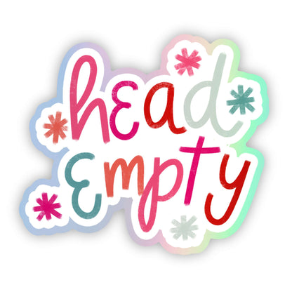 Colorful text 'head empty' with decorative elements on a white background