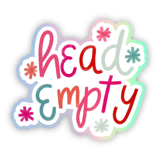 Colorful text 'head empty' with decorative elements on a white background